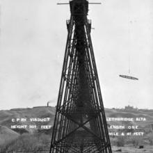Construction of the Lethbridge Viaduct, 1910 <BR />Provincial Archives of Alberta Photo A11930 <BR />Photographer T.F.R. McKitrick