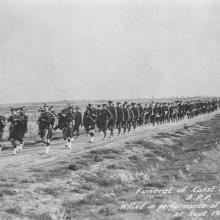 Funeral for Constable S. O. Lawson, killed in action on 21 September 1922. Date: [ca. 1922]. <BR />Photo A4825