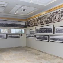 Image of panoramic photo exhibit in place at the Provincial Archives of Alberta