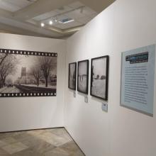 Image of the BRReathtaking Images of a Winter City exhibit in place at the Provincial Archives of Alberta