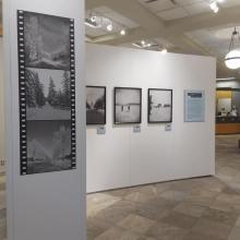 Image of the BRReathtaking Images of a Winter City exhibit in place at the Provincial Archives of Alberta